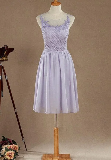 High-fashion styles at affordable prices   A-line Mini Tea-length Chiffon&Lace Dress