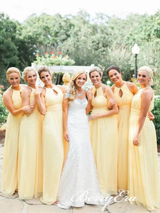 Feminine and fashionable clothing for every wardrobe A-line Yellow Chiffon Long Simple Bridesmaid Dresses Feminine and fashionable clothing for every wardrobe A-line Yellow Chiffon Long Simple Bridesmaid Dresses