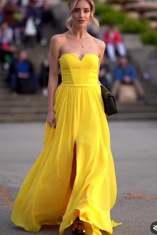 Refresh your closet with chic and comfy styles A-line Yellow Prom Dresses with Chiffon Skirt Refresh your closet with chic and comfy styles A-line Yellow Prom Dresses with Chiffon Skirt