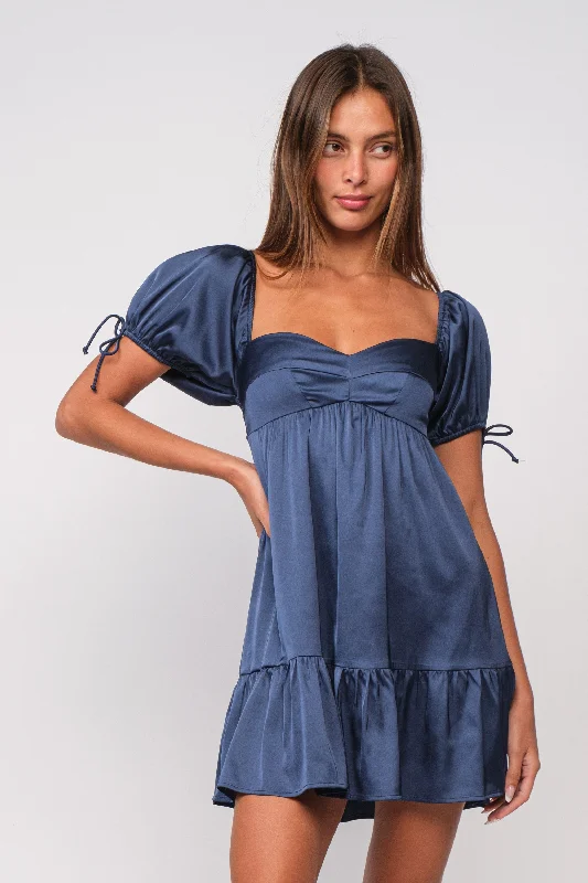 Fashionable women’s clothing that makes you shine Addison Navy Puff-Sleeve Mini Dress Fashionable women’s clothing that makes you shine Addison Navy Puff-Sleeve Mini Dress