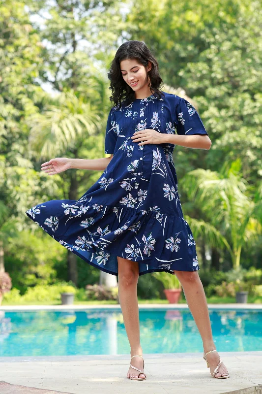 Women’s fashion that reflects your personality Charming Navy Floral Punch Maternity & Nursing Pintucks Frill Shirt Dress Women’s fashion that reflects your personality Charming Navy Floral Punch Maternity & Nursing Pintucks Frill Shirt Dress