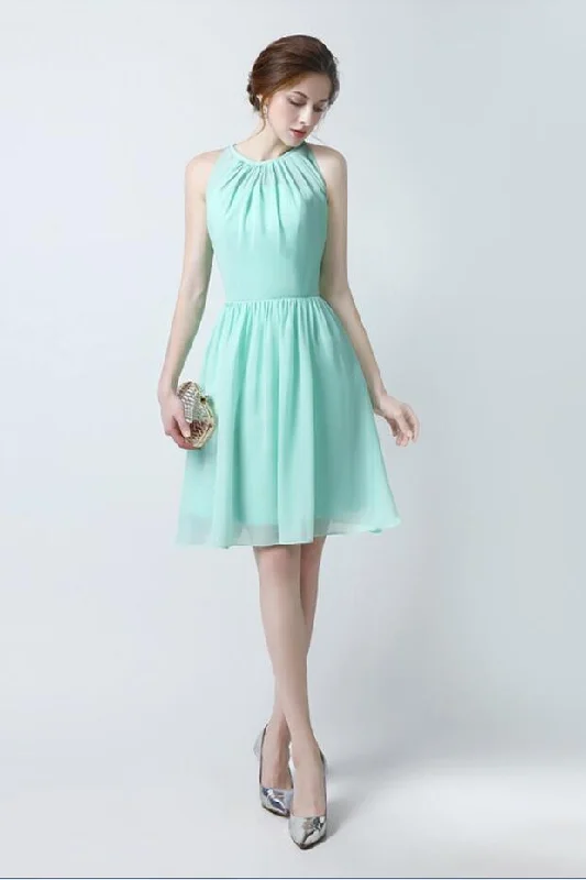 Versatile fashion options for every occasion   Chiffon Sleeveless Mint Green Bridesmaid Dress Short