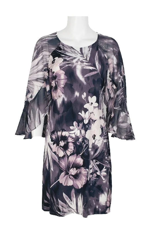 Elegant evening wear for special events Connected Apparel Short 3/4 Sleeve Chiffon Dress Elegant evening wear for special events Connected Apparel Short 3/4 Sleeve Chiffon Dress