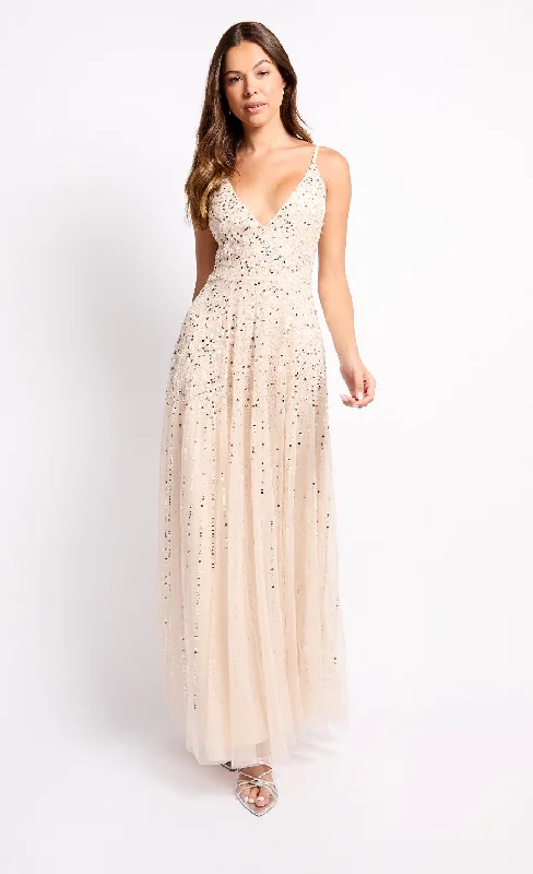 Summer-ready fashion for stylish women   Cream Embellished Maxi Dress