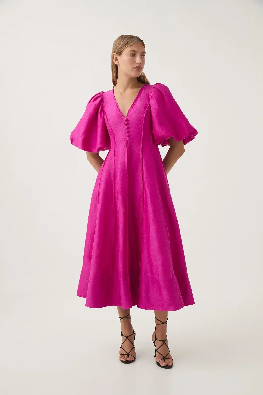 Trendy women’s clothing with a modern twist   Dusk Puff Sleeve Midi Dress
