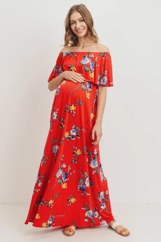 High-quality women’s wear for everyday elegance Floral Off Shoulder Maternity Maxi Dress High-quality women’s wear for everyday elegance Floral Off Shoulder Maternity Maxi Dress
