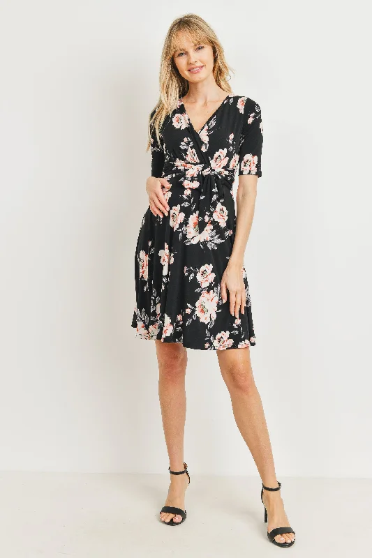 Versatile fashion options for every occasion Floral side Tie V-Neck Maternity Dress Versatile fashion options for every occasion Floral side Tie V-Neck Maternity Dress