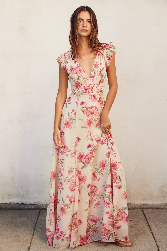 Trendy women’s clothing with a modern twist   Ginny Floral Chiffon Maxi Dress
