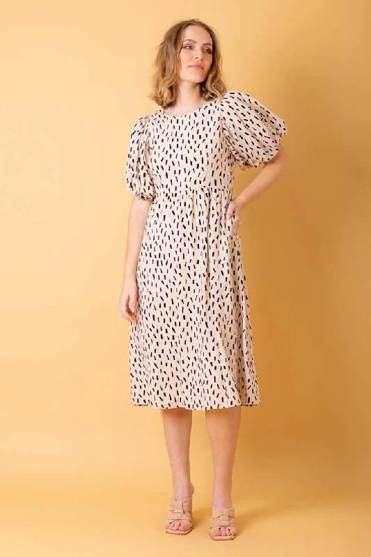 Feminine silhouettes for the modern woman   Hayley Dress Sprinkle Beige