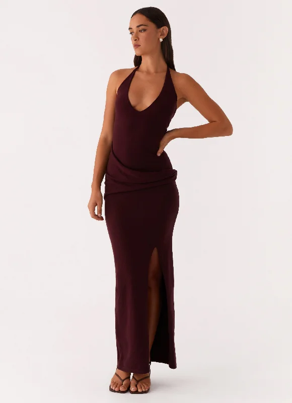 Comfortable yet fashionable women’s wear   Lucky You Knit Maxi Dress - Mulberry