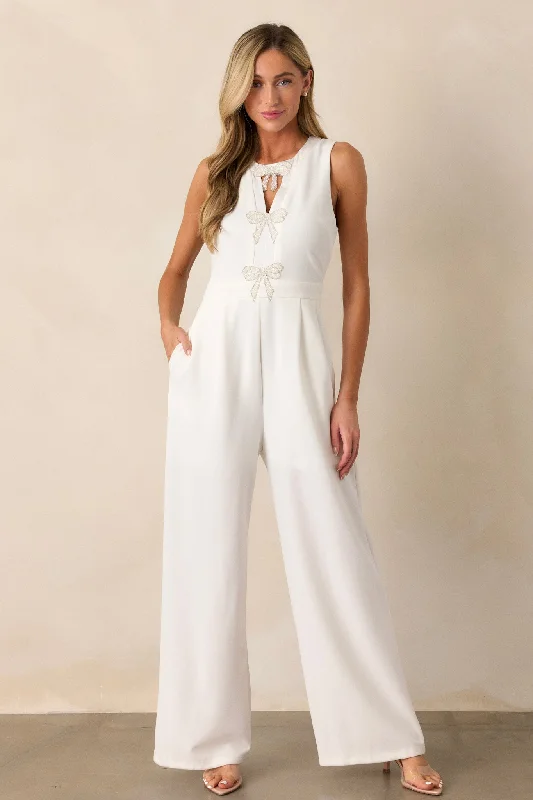 Sustainable fashion for stylish women   Luminous Bliss White Sleeveless Jumpsuit
