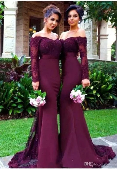 Sporty-chic women’s apparel for active lifestyles   Mermaid Floor-length Off-the-shoulder Long Sleeve Beading Sequins Dress