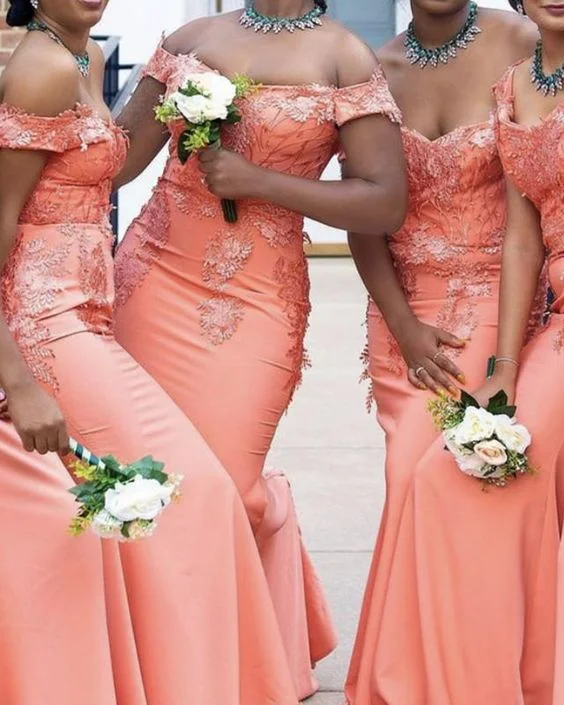 Chic and comfortable clothing for busy women Mermaid Lace Train Bridesmaid Dresses Off The Shoulder prom dress, evening dress cg22152 Chic and comfortable clothing for busy women Mermaid Lace Train Bridesmaid Dresses Off The Shoulder prom dress, evening dress cg22152