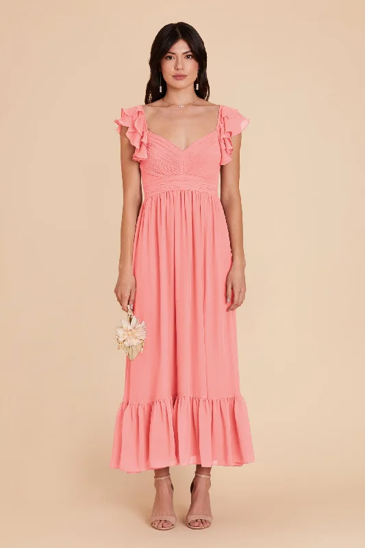 Chic, modern looks for the stylish woman   Michelle Chiffon Dress - Coral Pink