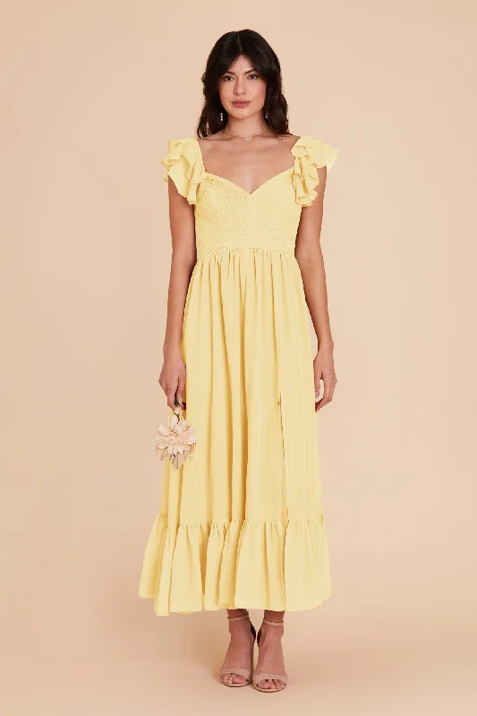 Casual outfits that elevate your style   Michelle Chiffon Dress - Lemon Sorbet