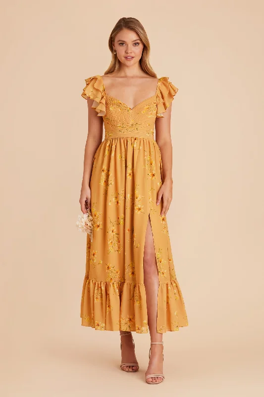 Stylish plus-size clothing for women   Michelle Chiffon Dress - Marigold Le Fleur