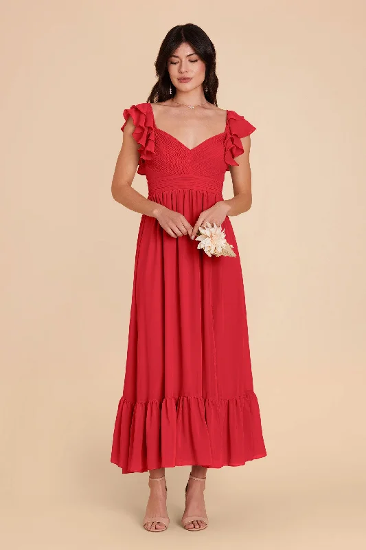 Chic, modern fashion for empowered women   Michelle Chiffon Dress - Ruby Red