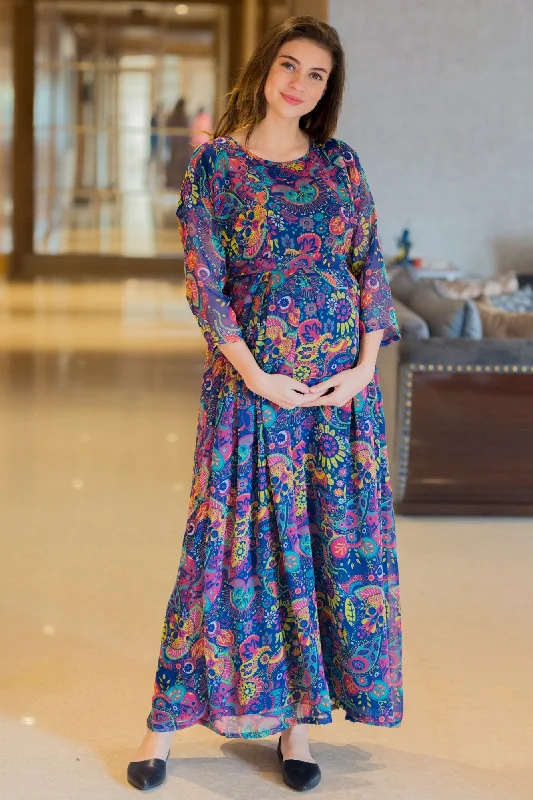 Statement pieces for the confident woman Multi Blossom Concealed Zip Maternity & Nursing Maxi Statement pieces for the confident woman Multi Blossom Concealed Zip Maternity & Nursing Maxi