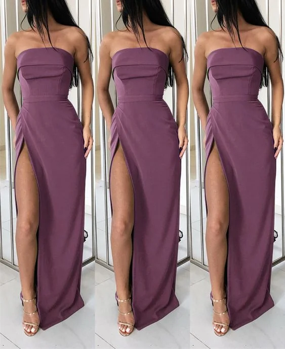 Fashion-forward women’s clothing on a budget Prom Dresses Simple mauve strapless bridesmaid dresses satin split cg21702 Fashion-forward women’s clothing on a budget Prom Dresses Simple mauve strapless bridesmaid dresses satin split cg21702