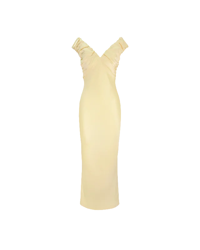 Women’s clothing that fits your personality and style   RAQUEL SATIN GOWN BUTTER