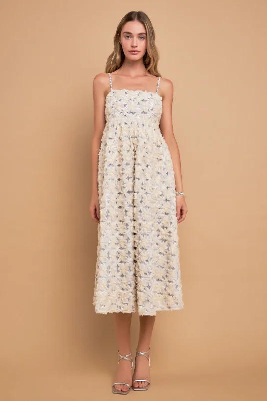 Effortlessly stylish outfits for the modern woman   Ribbon Embroidery Puff Dress