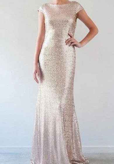 Effortlessly chic fashion for today’s woman Sequined Cap Sleeve Floor-Length Dress With Low-V Back Effortlessly chic fashion for today’s woman Sequined Cap Sleeve Floor-Length Dress With Low-V Back