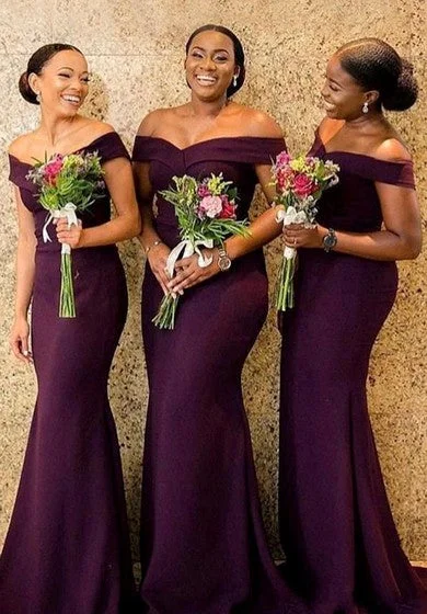 A perfect wardrobe for fashionable women Sexy Elegant Mermaid Jersey Off-the-shoulder Bridesmaid Dress With Ruching A perfect wardrobe for fashionable women Sexy Elegant Mermaid Jersey Off-the-shoulder Bridesmaid Dress With Ruching