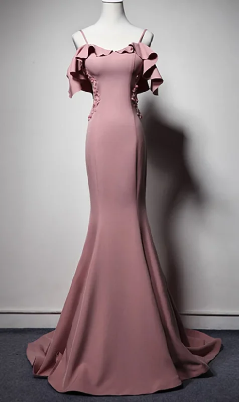 Cozy women’s clothing for the colder months   SIMPLE PINK MERMAID LONG PROM DRESS, PINK MERMAID BRIDESMAID DRESS cg2505