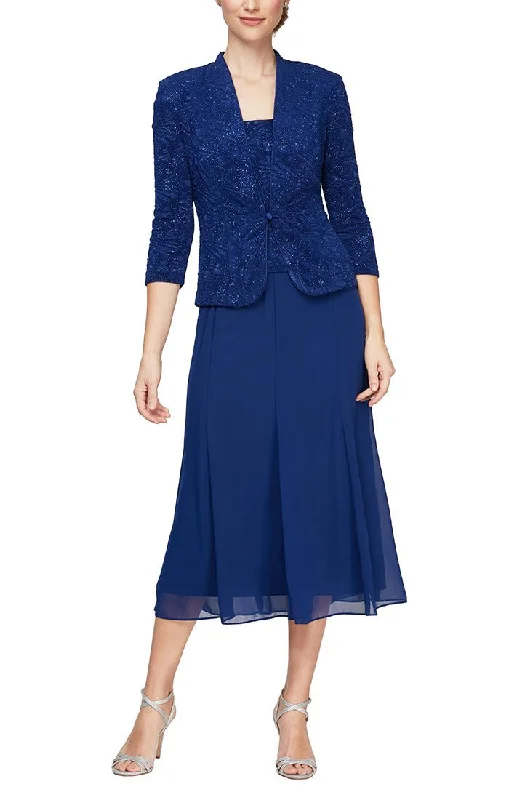 Fashionable women’s clothing that makes you shine Glitter Jacquard Knit Jacket Dress with Tea-Length Mesh Skirt Fashionable women’s clothing that makes you shine Glitter Jacquard Knit Jacket Dress with Tea-Length Mesh Skirt