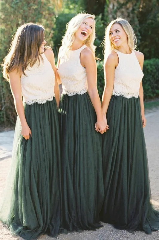 Effortlessly chic outfits for the modern woman Two Tone Lace and Tulle Long Bridesmaid Dresses Custom Made Effortlessly chic outfits for the modern woman Two Tone Lace and Tulle Long Bridesmaid Dresses Custom Made