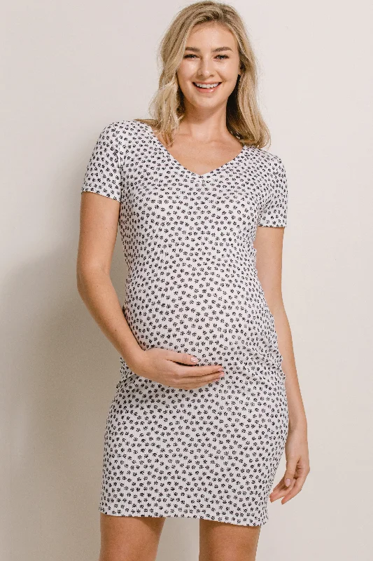 Stylish women’s clothing designed for comfort   V-Neck Ribbed Maternity Dress