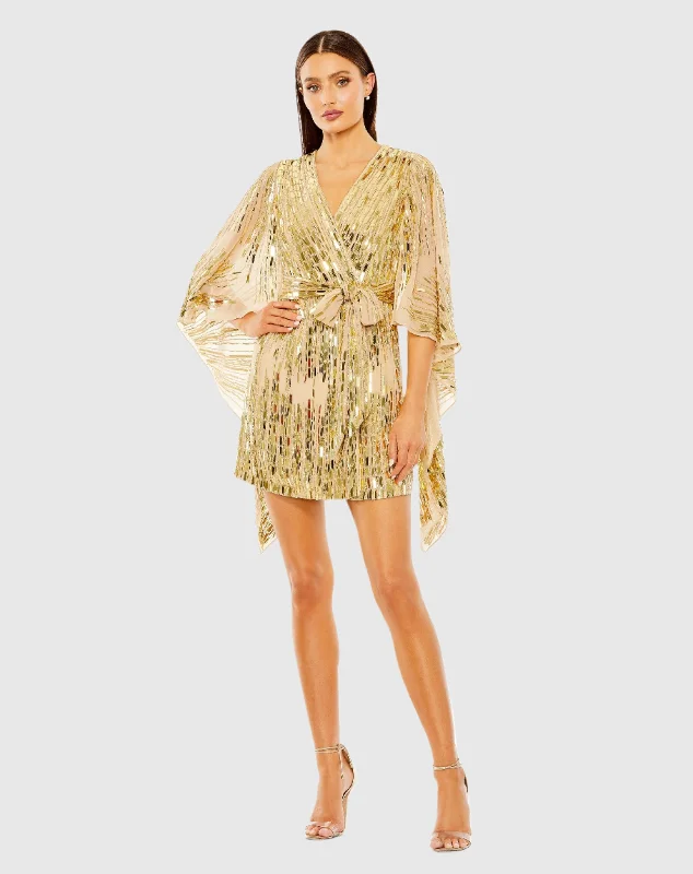 Women’s fashion that reflects your personality Cape Back Geometric Sequin Robe Dress Women’s fashion that reflects your personality Cape Back Geometric Sequin Robe Dress