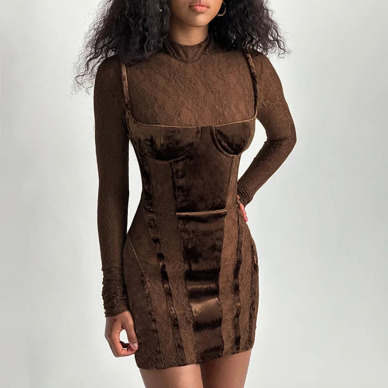 Fashion-forward styles that make a statement Lace Patchwork Slim Bodycon Autumn Winter Nightclub Sexy Party Mini Dress Fashion-forward styles that make a statement Lace Patchwork Slim Bodycon Autumn Winter Nightclub Sexy Party Mini Dress