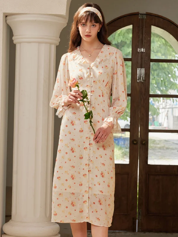 Curated collections for modern, fashionable women   Elia Elegant V Neck Lace Panel Floral Print Dress