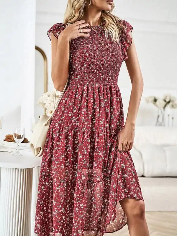 Comfortable yet fashionable women’s wear   New women’s temperament elegant floral dress