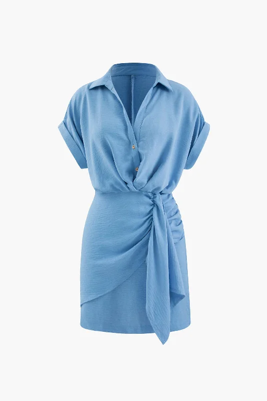 Affordable fashion that looks high-end   Ruched Detail Mini Shirt Dress