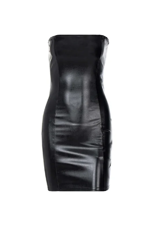 Elevate your look with premium women’s wear   Faux Leather Strapless Mini Dress