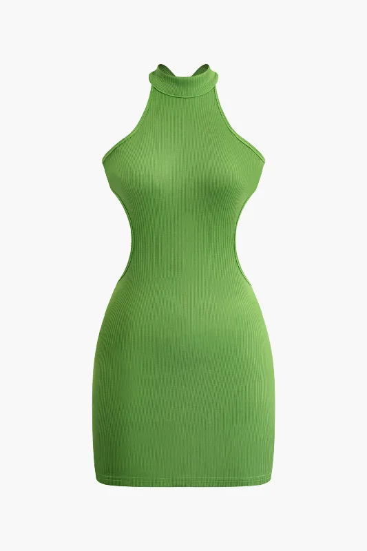Luxurious fabrics and modern designs for women Cross Backless Mock Neck Tank Mini Dress Luxurious fabrics and modern designs for women Cross Backless Mock Neck Tank Mini Dress