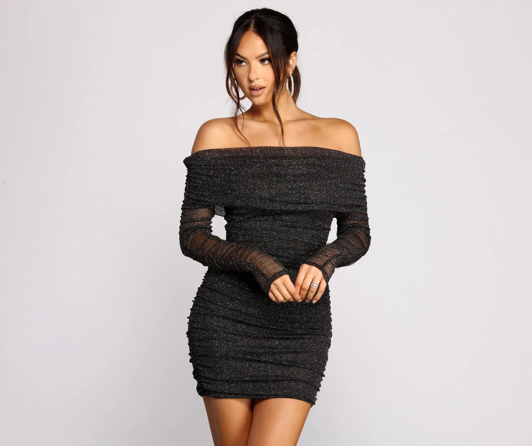 Summer-ready fashion for stylish women Shimmer Nights Off the Shoulder Glitter Mini Dress Summer-ready fashion for stylish women Shimmer Nights Off the Shoulder Glitter Mini Dress