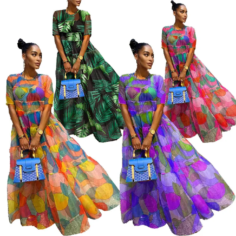 Elevate your style with fashionable women’s clothing   Women's Casual Mesh Floral Print Dress Dresses