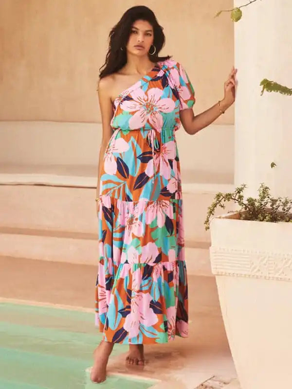 Feminine fashion to express your unique style   Women’s off-shoulder holiday style floral high-end dress