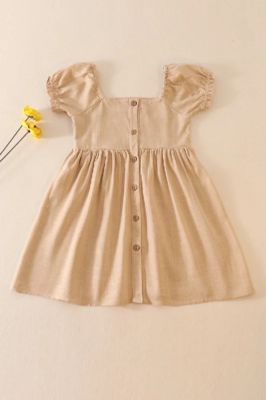Stylish clothing designed to flatter every woman   Beige linen button dress