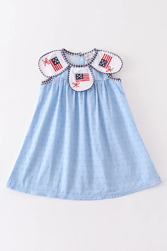 Find your perfect fit with stylish women’s clothing Blue patriotic flag embroidery swiss dot dress Find your perfect fit with stylish women’s clothing Blue patriotic flag embroidery swiss dot dress