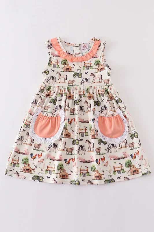 Step up your style with trendy women’s clothing   Coral farm animal print dress