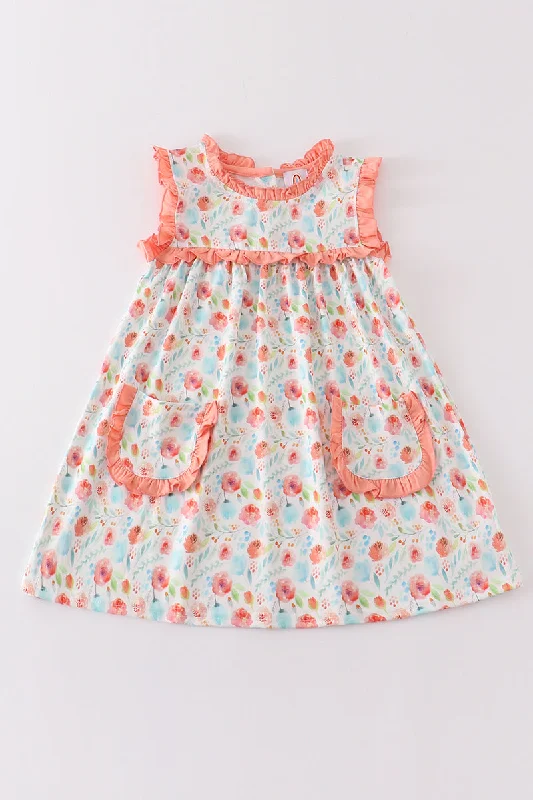 Elevate your style with fashionable women’s clothing Coral floral print ruffle dress Elevate your style with fashionable women’s clothing Coral floral print ruffle dress
