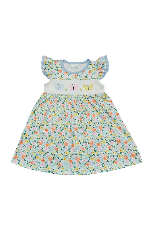 Elevate your look with premium women’s wear   Floral butterfly print ruffle dress