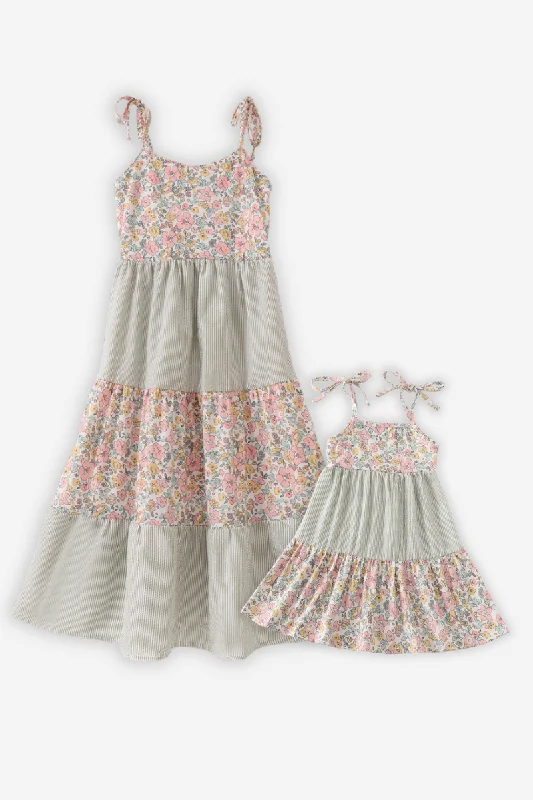 Sleek and sophisticated fashion for modern women   Floral seersucker strap dress mom & me