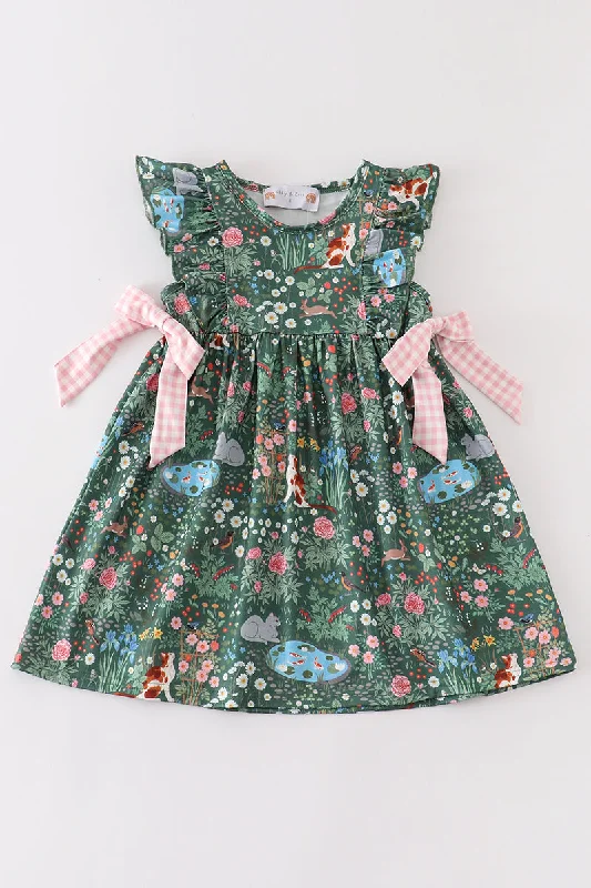 Dress to impress with elegant women’s wear   Green floral cat ruffle dress