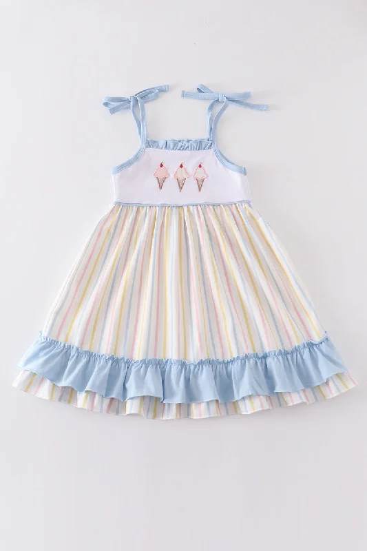 A perfect wardrobe for fashionable women Multicolored stripe ice cream applique dress A perfect wardrobe for fashionable women Multicolored stripe ice cream applique dress