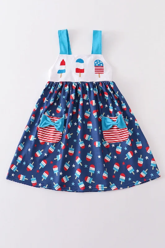 Fashion pieces that complement every woman’s style   Patriotic popsicle embroidery strap dress